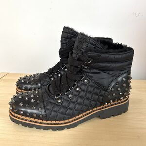 Sam Edelman Studded Quilted Shearling Combat Boots Black Size 10 New NWOB